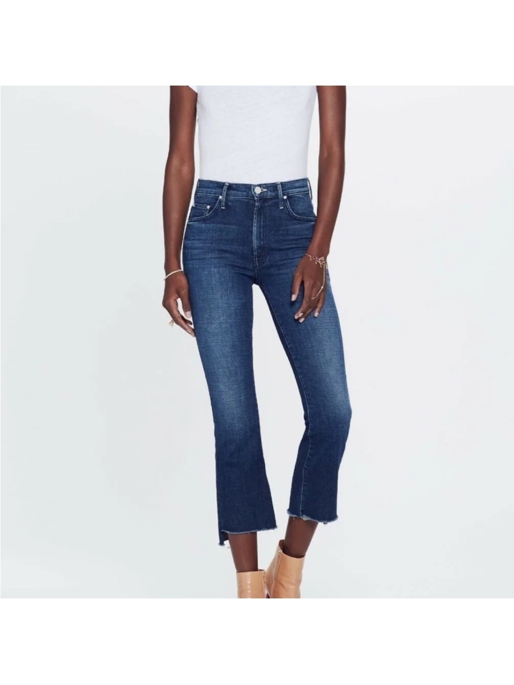 Mother Denim The Insider Crop Step Fray Jeans in The Royal Treatment Size 26